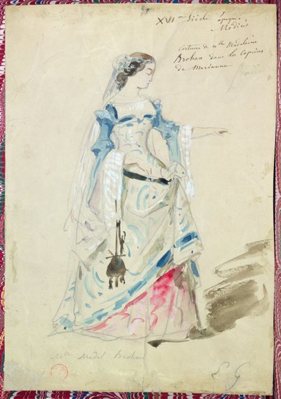 Costume pour Mlle Madeleine Brohant (1833-1900) pour le rôle de Marianne dans 